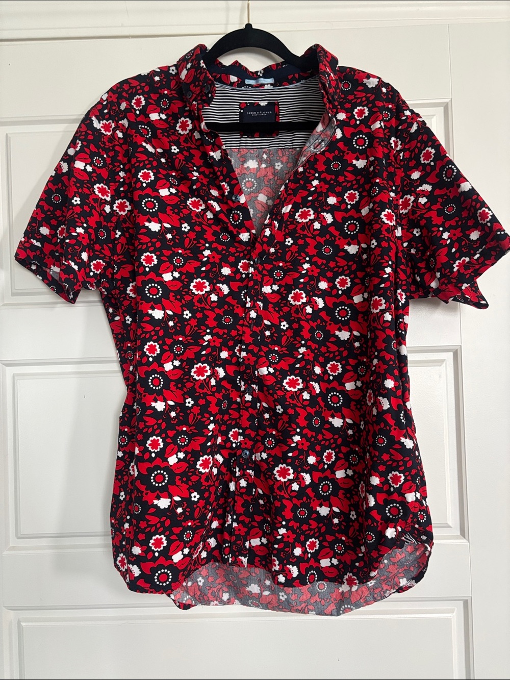 Floral Button-Down Short-Sleeve Top